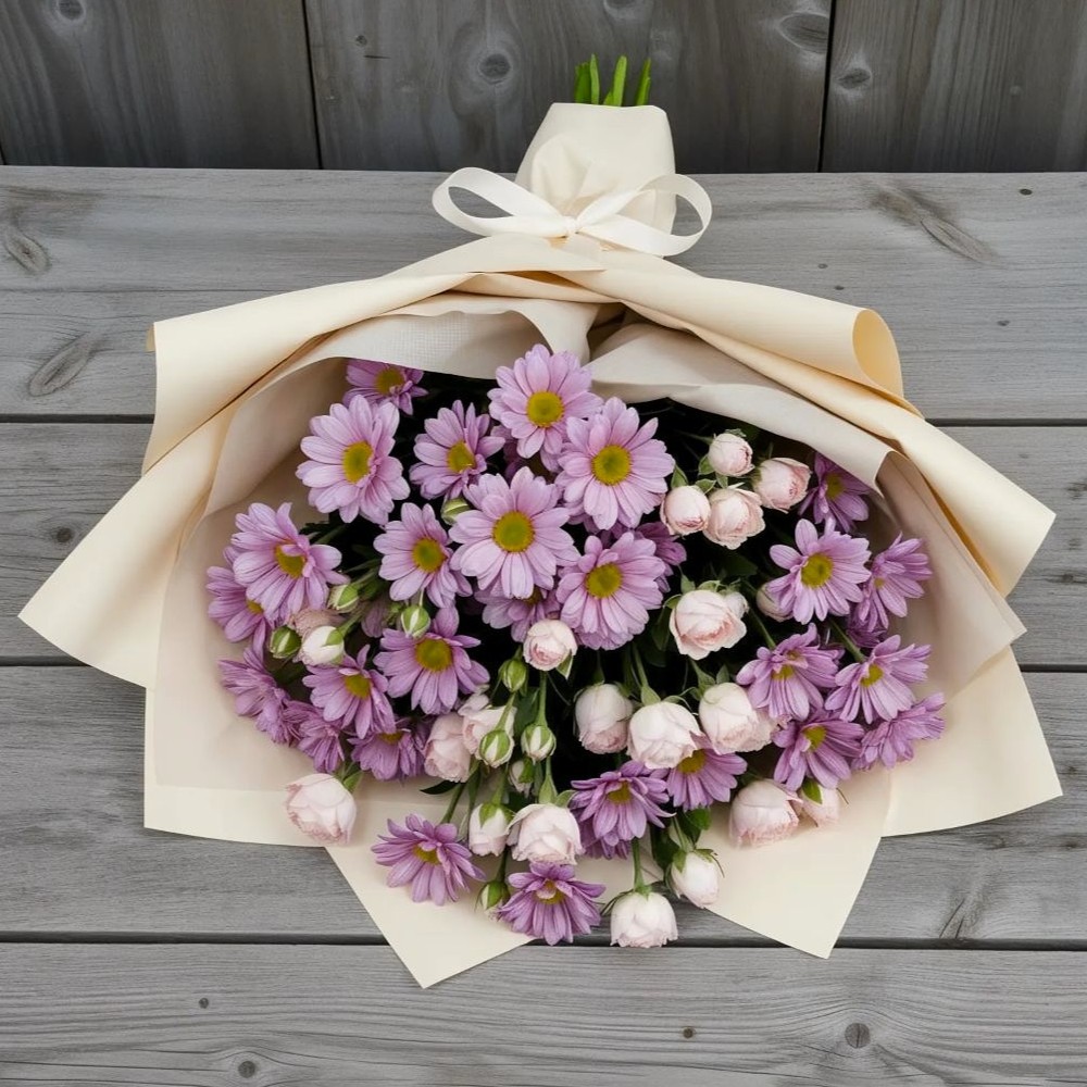 Букет цветов из: Розы и Хризантемы в Викулово