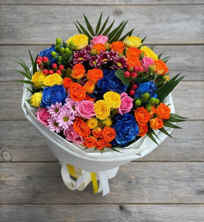 Букет цветов из: Розы и Хризантемы в Викулово