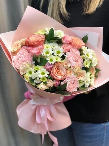Букет цветов из: Гвоздики, Розы и Хризантемы в Викулово