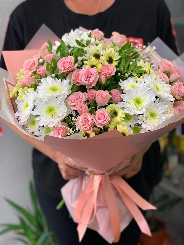 Букет цветов из: Розы и Хризантемы в Викулово