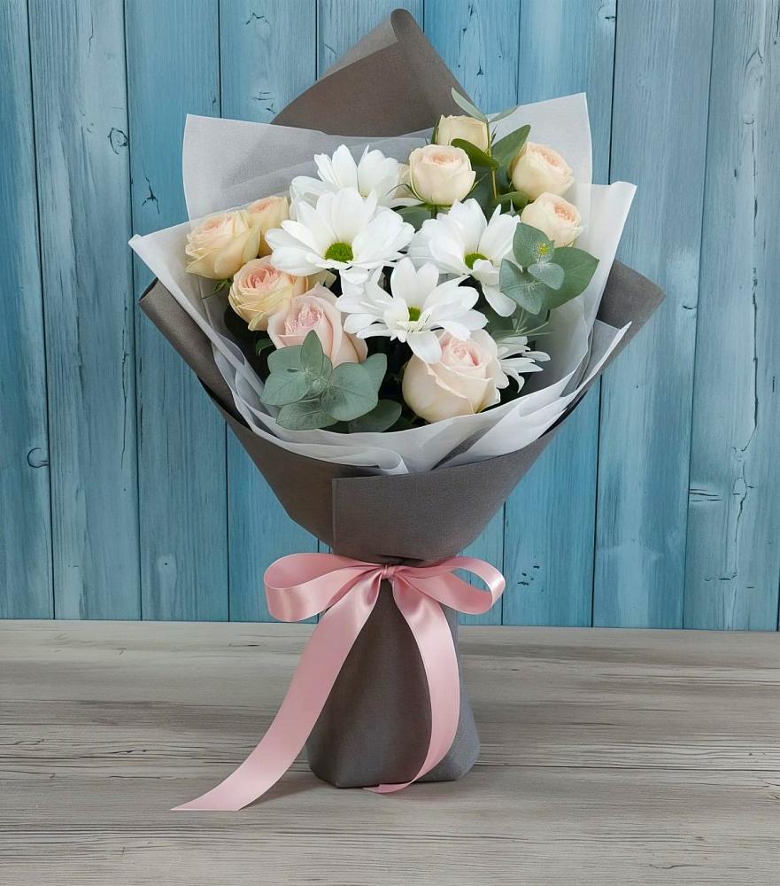 Букет цветов из: Хризантемы и Розы в Викулово