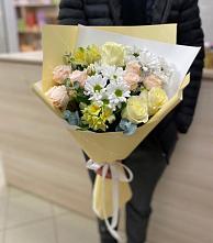 Букет цветов из:  Альстромерии, Розы и Хризантемы в Викулово