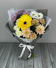 Букет цветов из:  Розы, Герберы и Хризантемы #REPLACE_PRED# Викулово