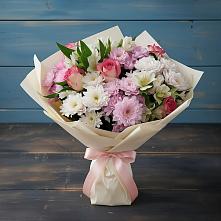 Букет цветов из:  Хризантемы, Альстромерии и Розы в Викулово