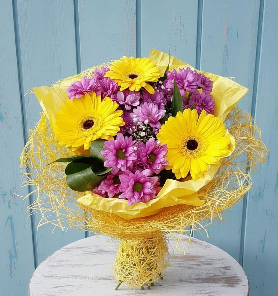 Букет цветов из: Хризантемы и Герберы в Викулово