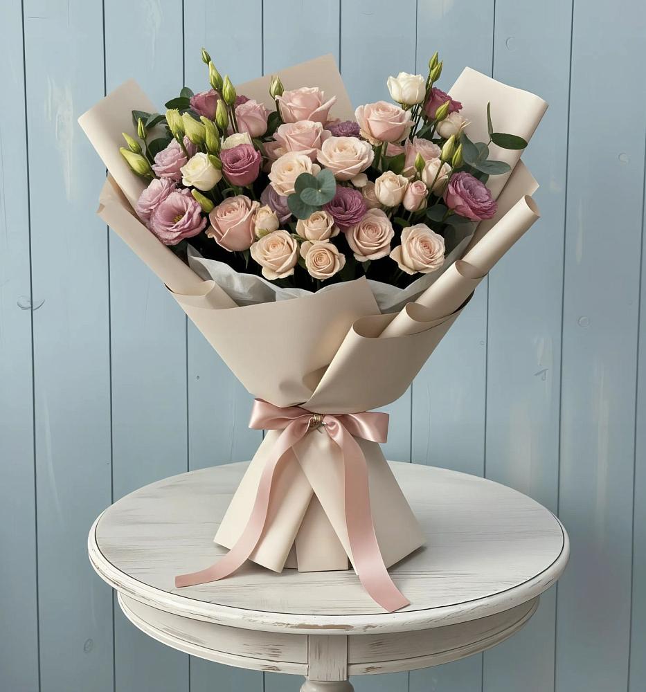 Букет цветов из: Розы и Лизиантусы в Викулово