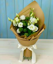 Букет цветов из:  Хризантемы и Лизиантусы в Викулово